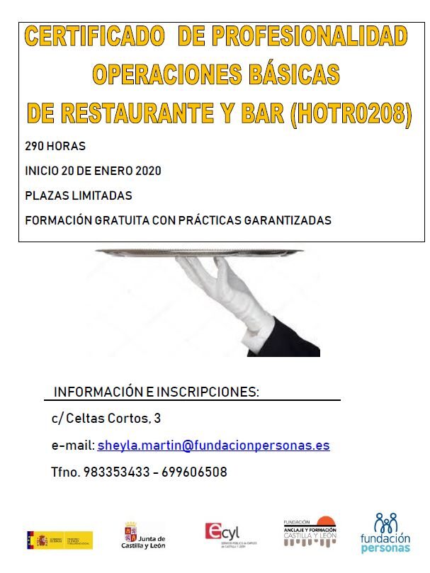 Certificado de profesionalidad operaciones básicas de restaurante y bar